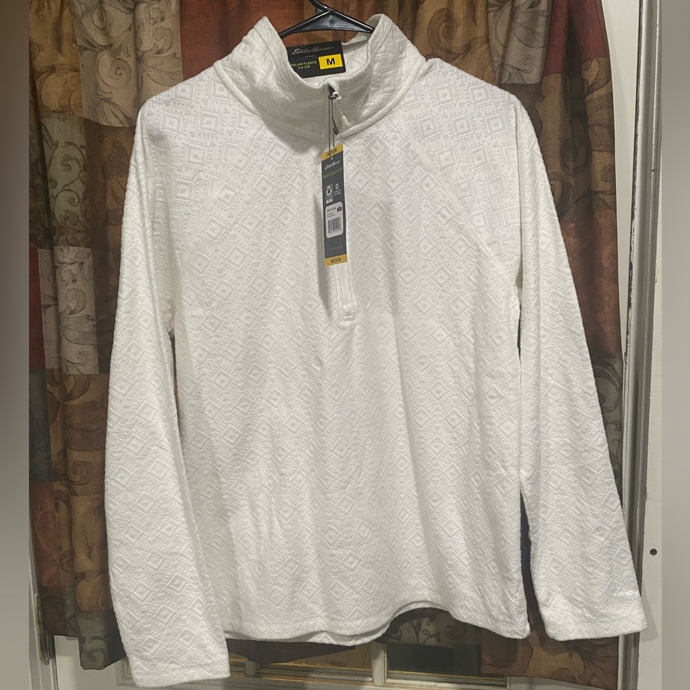 Eddie Bauer White Polar Fleece 1/4 Zip Pullover